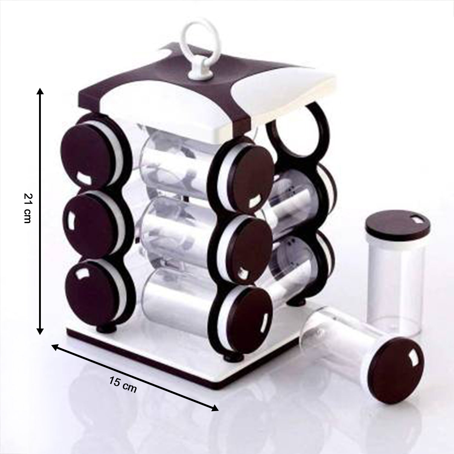 Spice jar set, 12 pieces, food-grade plastic in brown box Spice jar set, 12 pieces, food-grade plastic in brown box